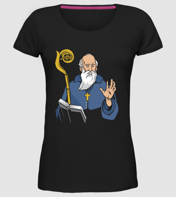 Sfântul Benedict model negru pe tricou