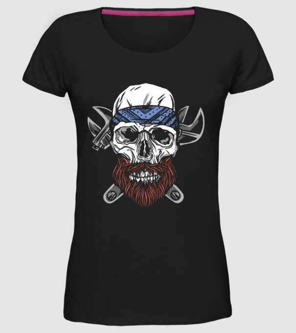 Craniu Instalator Barbă model negru pe tricou