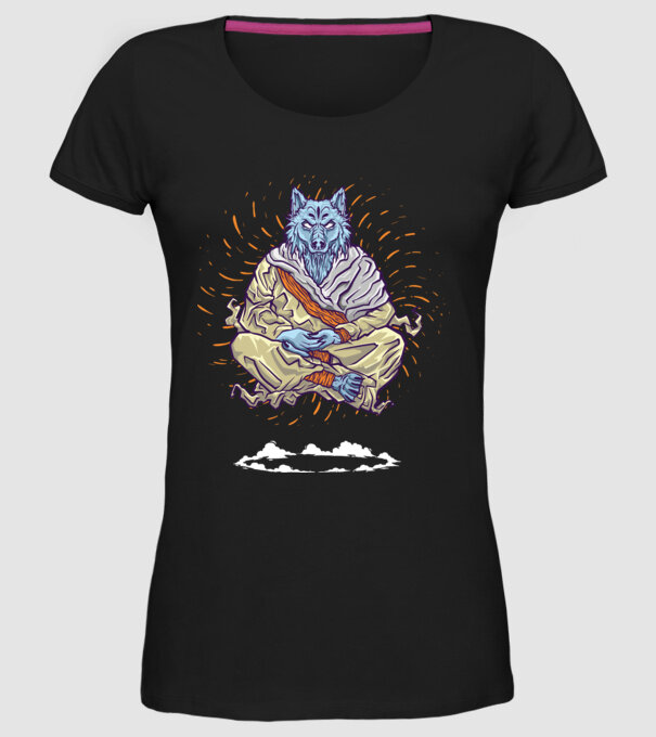 Lup Călugăr model negru pe tricou