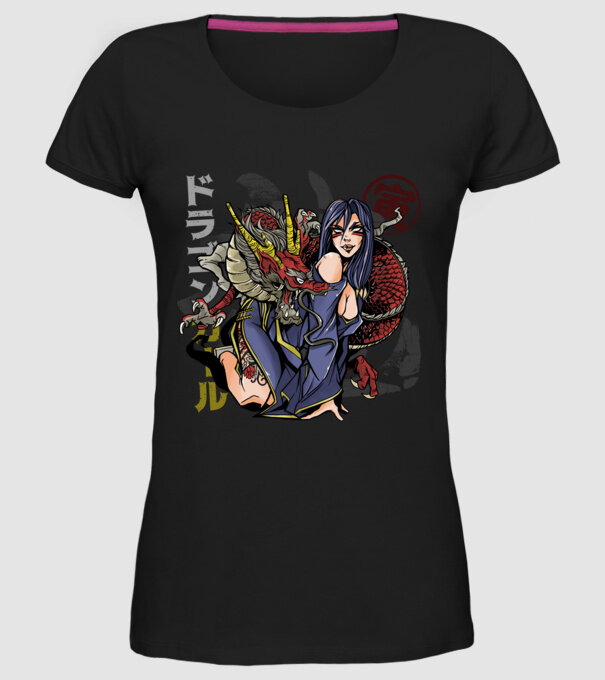 Dragon sexy Anime model negru pe tricou
