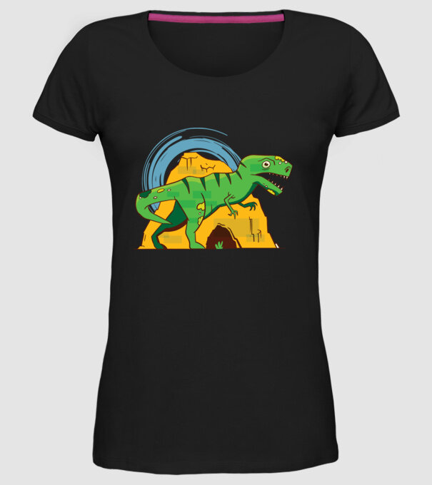 Dinozaur T-rex model negru pe tricou