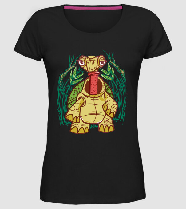 Gât Broască țestoasă model negru pe tricou