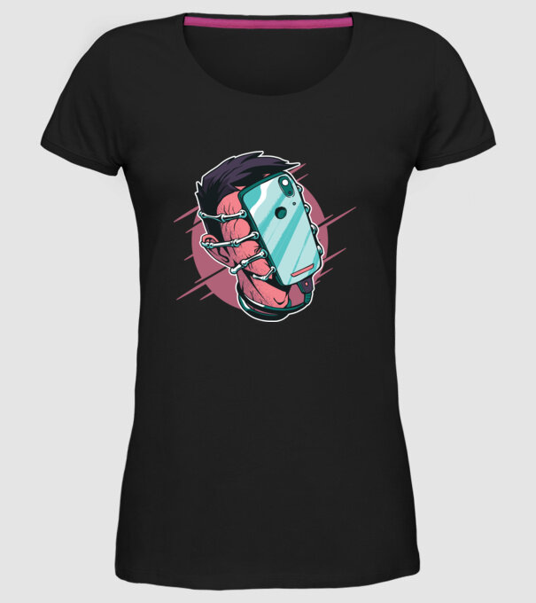 Telefon Facehugger tricou amuzant model negru pe tricou