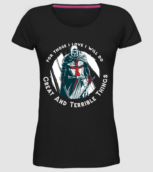 Cavaler Templier model negru pe tricou