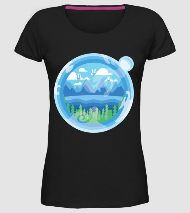 Natură model negru pe tricou