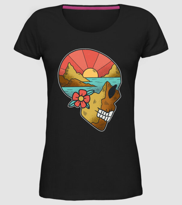 Natură Craniu model negru pe tricou