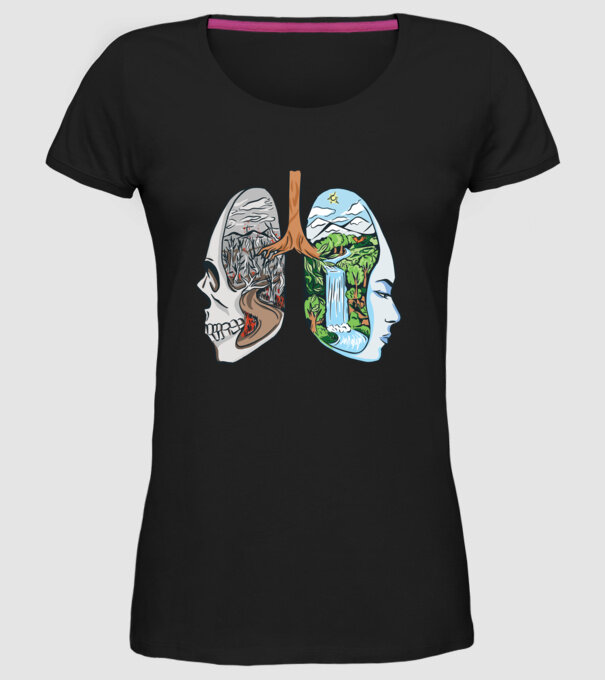Natură Plămâni imagine model negru pe tricou