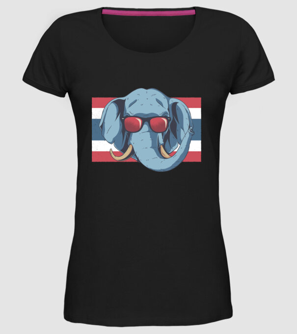 Thailanda Elefant tricou model negru pe tricou