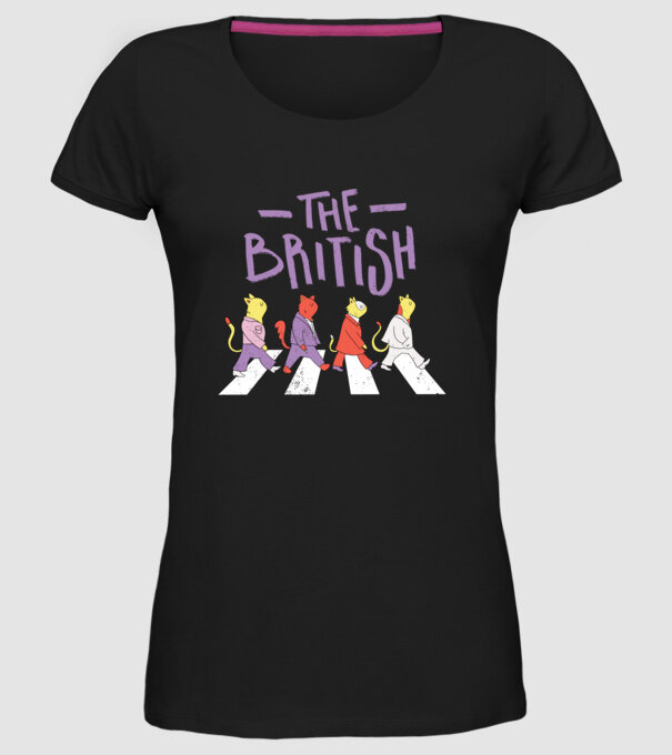 The British Pisicuțe model negru pe tricou