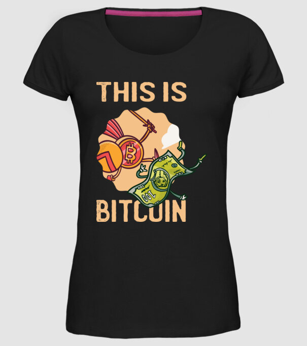 This is Bitcoin model negru pe tricou