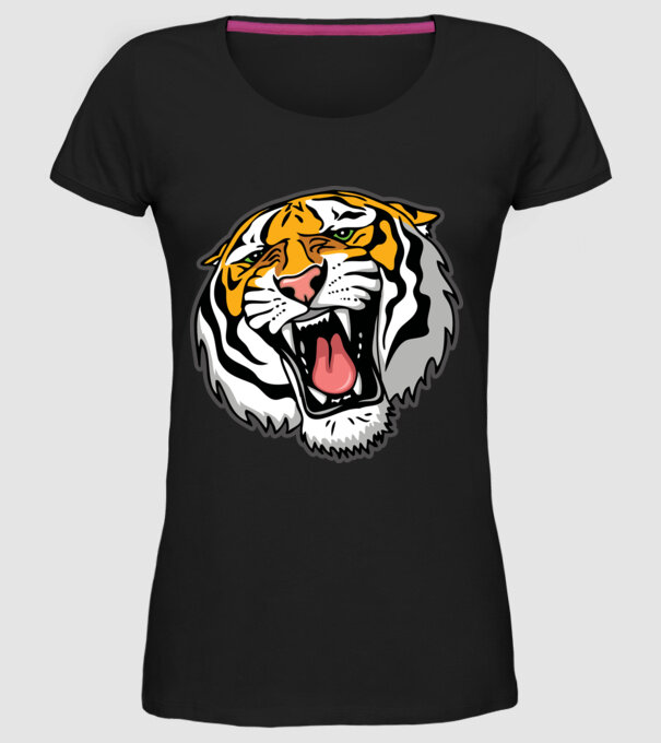 Tricou cu cap de tigru model negru pe tricou