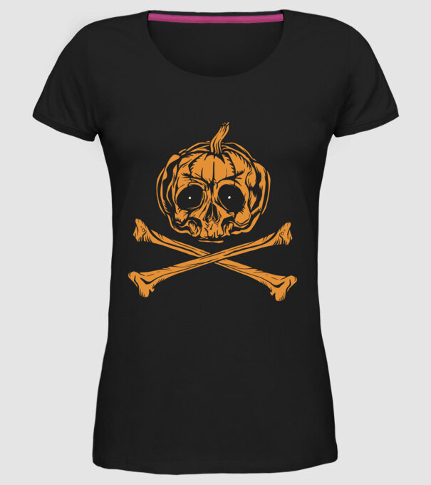 Dovleac craniu Halloween model negru pe tricou