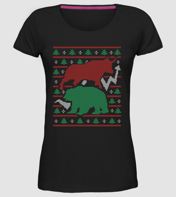 Pulover urât Bursa de valori model negru pe tricou