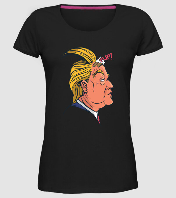 Trump Păr model negru pe tricou