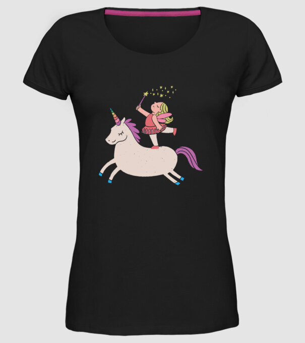 Zână Unicorn model negru pe tricou