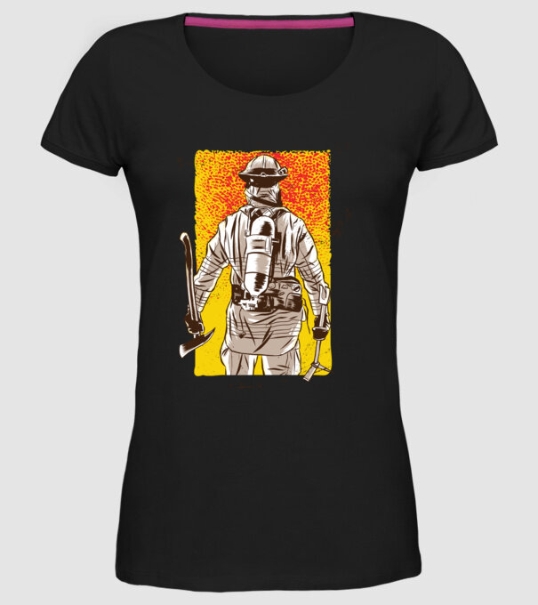 Pompier model negru pe tricou