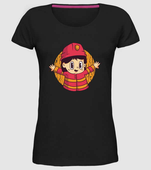 Pompier copil model negru pe tricou
