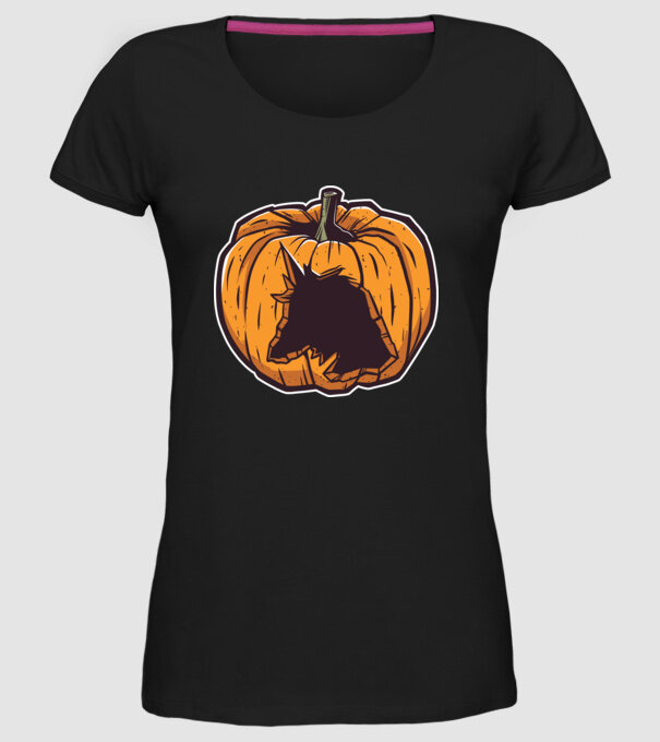 Dovleac de Halloween Unicorn model negru pe tricou