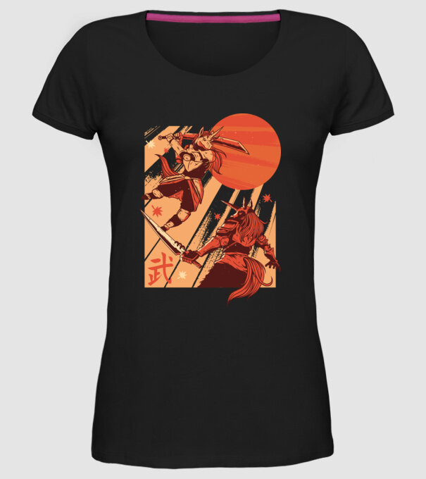 Unicorn Războinic model negru pe tricou