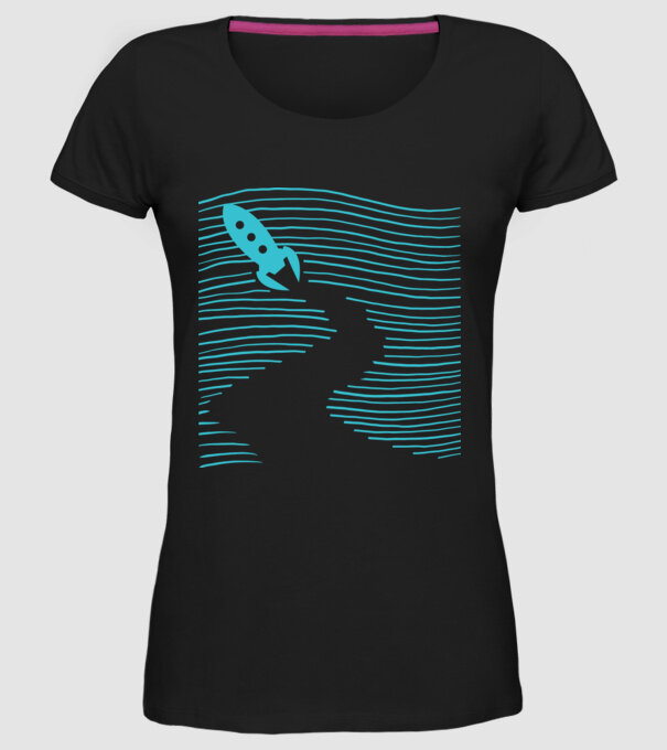 Navă spațială model negru pe tricou