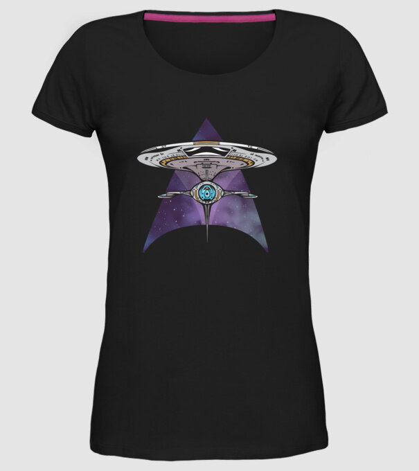 Navă spațială model negru pe tricou
