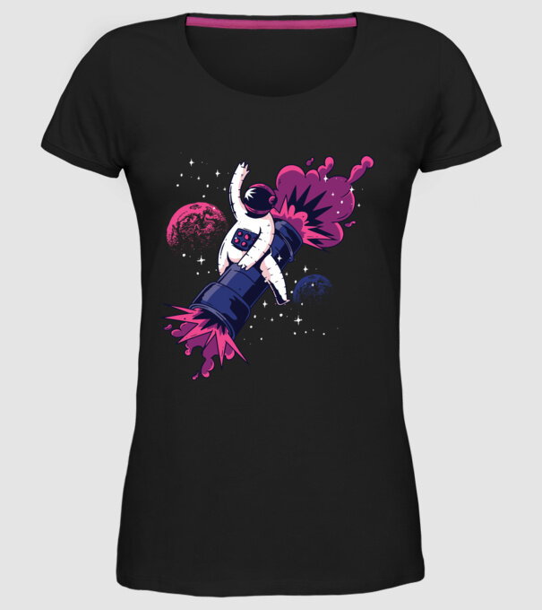 Astronaut Bazooka Rodeo model negru pe tricou