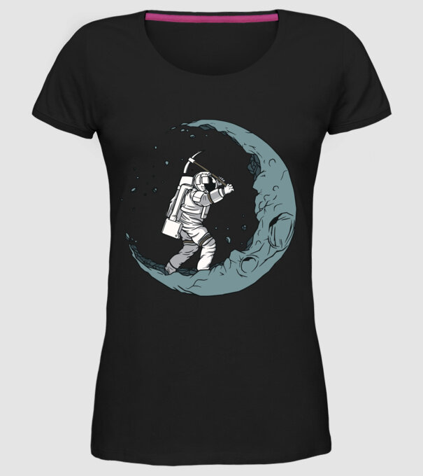 Astronaut pe Lună model negru pe tricou