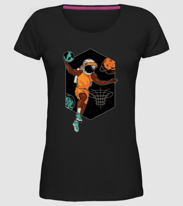 Astronaut Baschetbalist model negru pe tricou