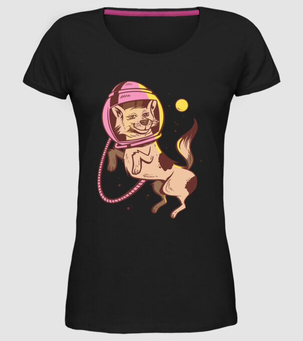 Câine Astronaut model negru pe tricou