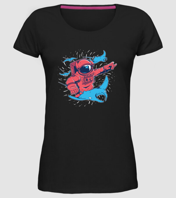 Diavol de mare gigant Astronaut model negru pe tricou