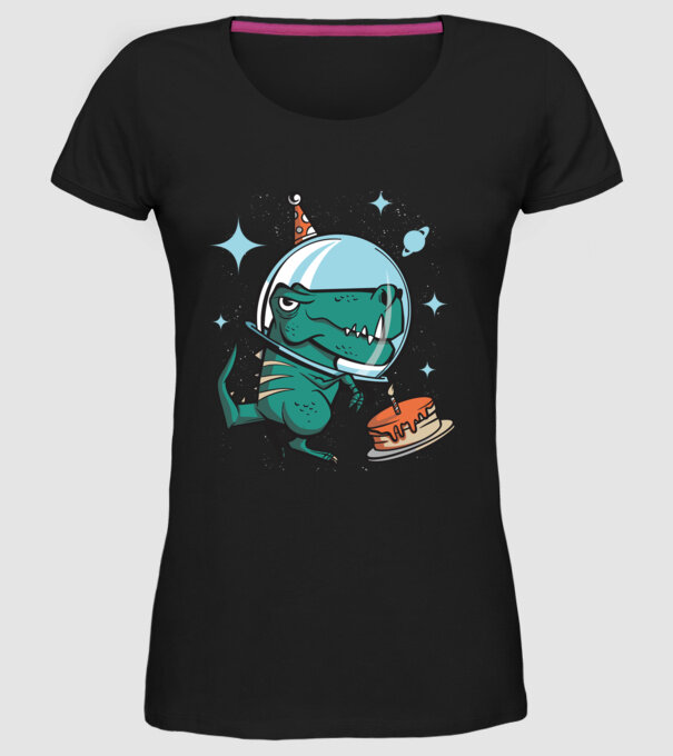 Astronaut T-rex Ziua de naștere model negru pe tricou