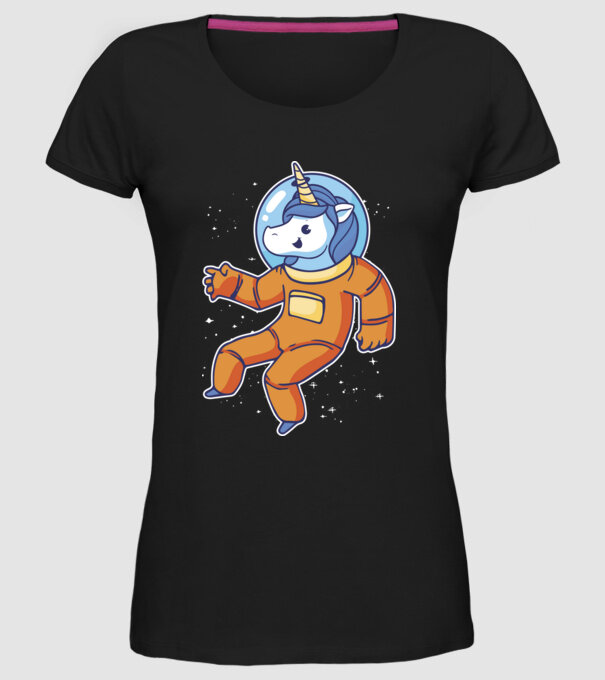 Unicorn Astronaut model negru pe tricou