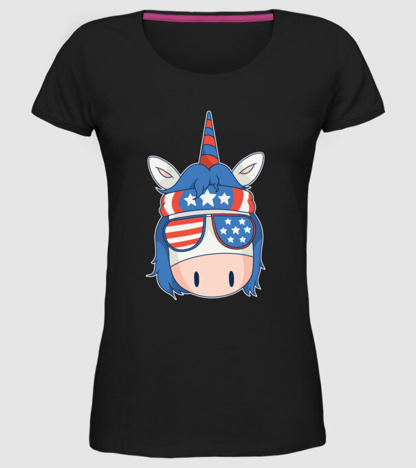 SUA unicorn model negru pe tricou