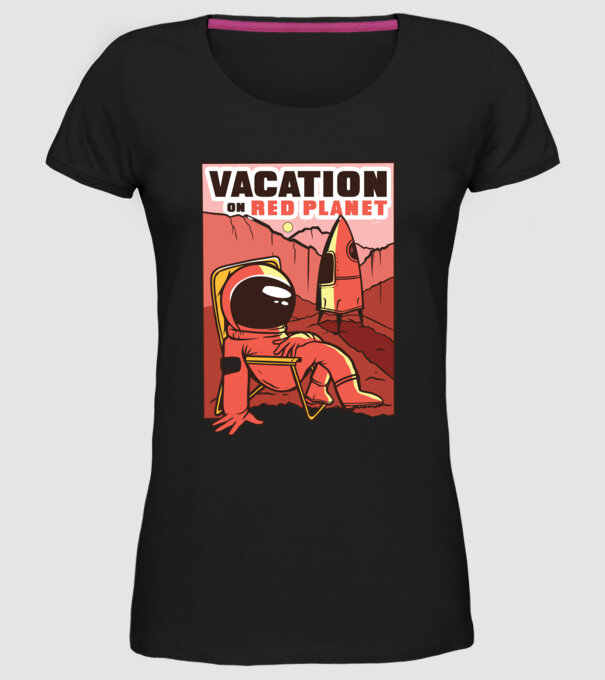 Vacanță pe Marte model negru pe tricou