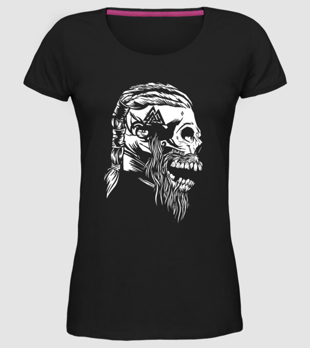 Craniu Viking model negru pe tricou