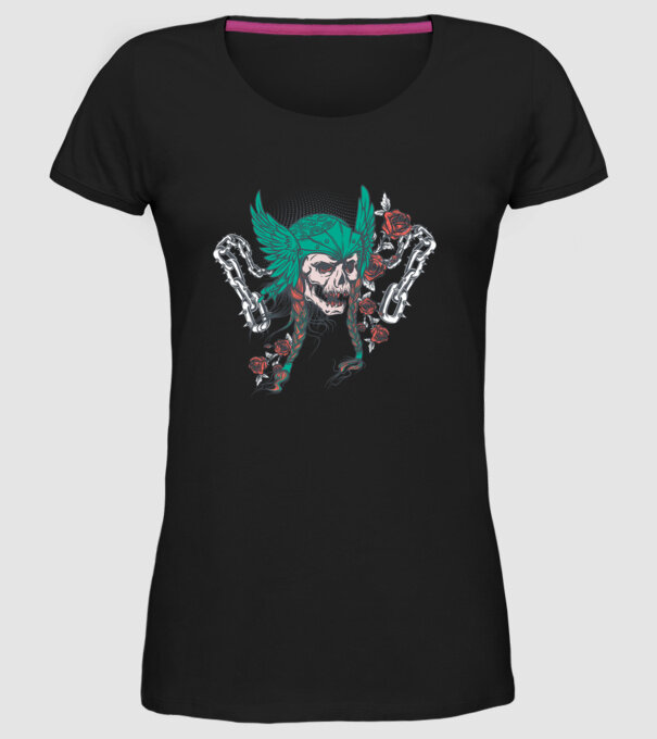 Vintage Craniu Viking model negru pe tricou