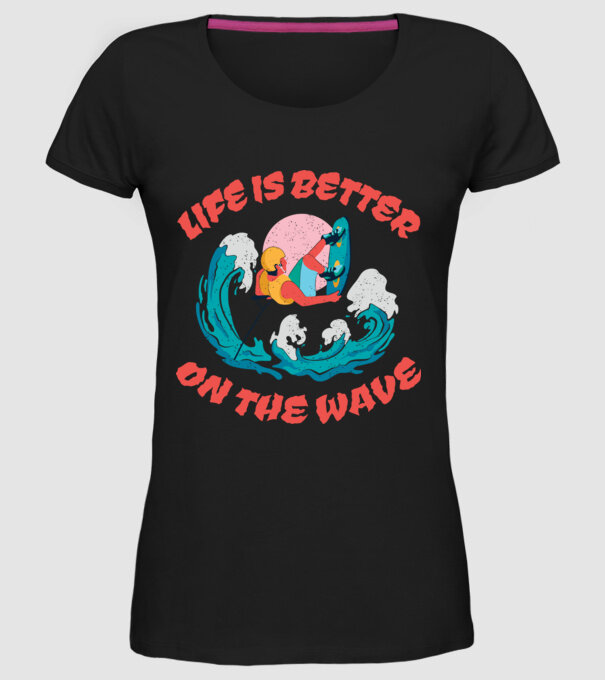 Wakeboard - Life is better on the wave model negru pe tricou