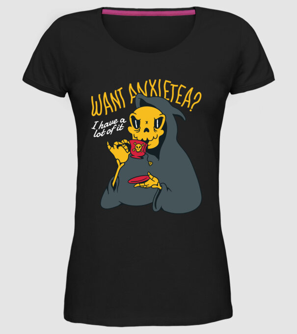 Want Anxietea? model negru pe tricou