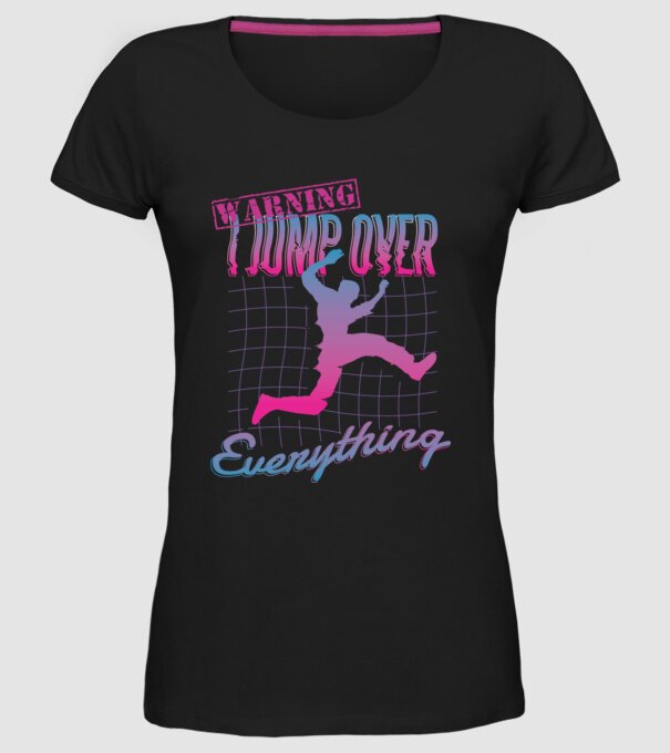Warning I Jump over everything Parkour model negru pe tricou