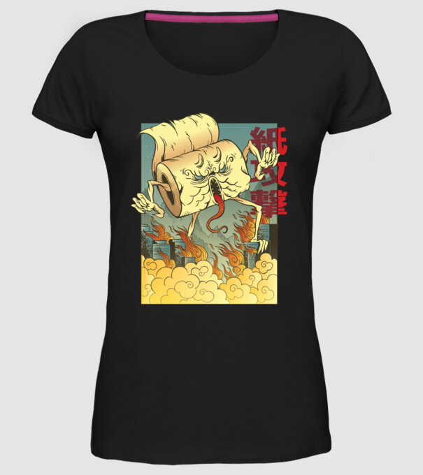 Monstru hârtie igienică model negru pe tricou