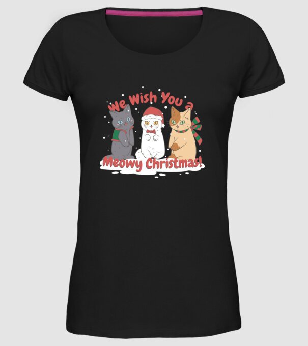 We wish You a Meowy Christmas model negru pe tricou