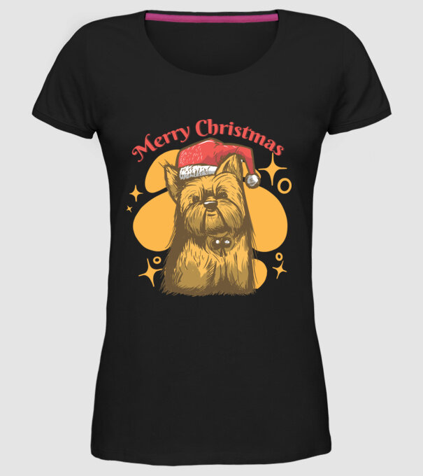 Crăciun Yorkie model negru pe tricou