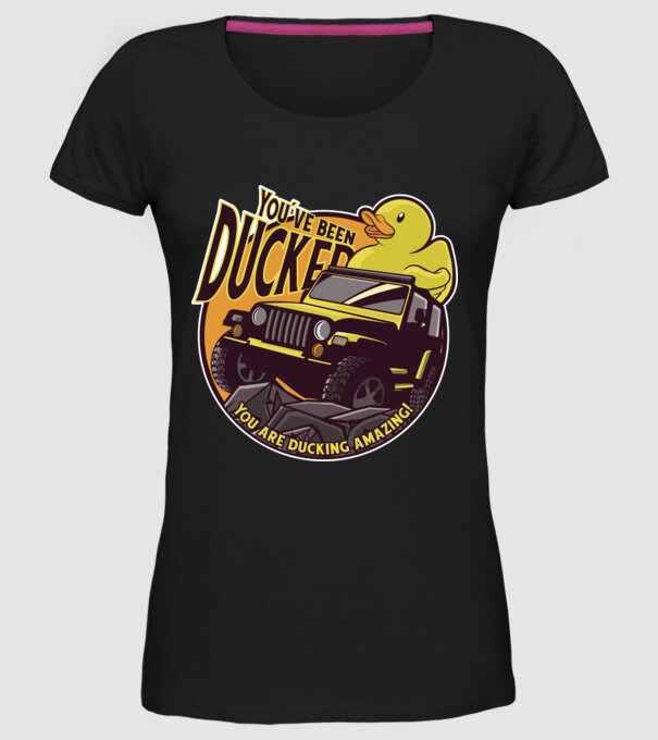 'You''ve been ducked - Off road SUV' model negru pe tricou