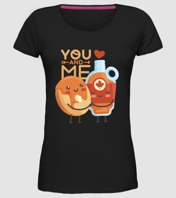 'You and Me tricou cuplu pentru Valentine''s Day' model negru pe tricou