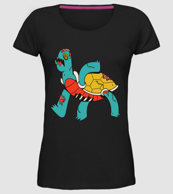 Broască țestoasă Zombie model negru pe tricou