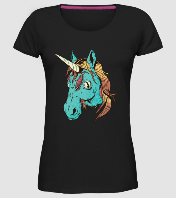 Unicorn Zombie model negru pe tricou