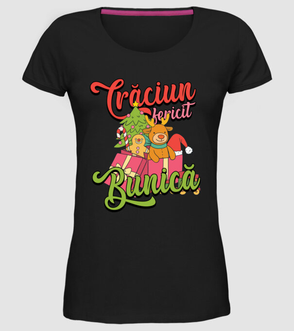 CRĂCIUN FERICIT BUNICĂ model negru pe tricou