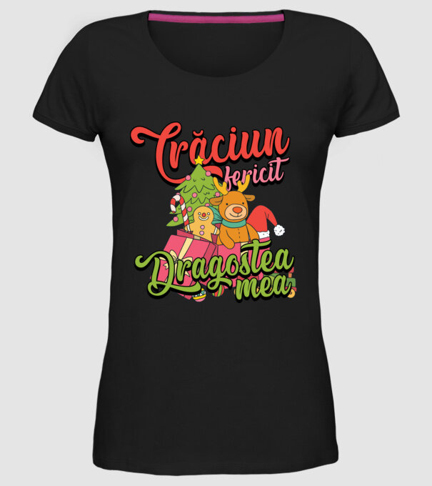 CRĂCIUN FERICIT DRAGOSTEA MEA model negru pe tricou