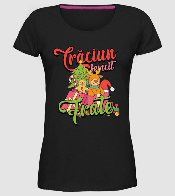 CRĂCIUN FERICIT FRATE / SORĂ model negru pe tricou