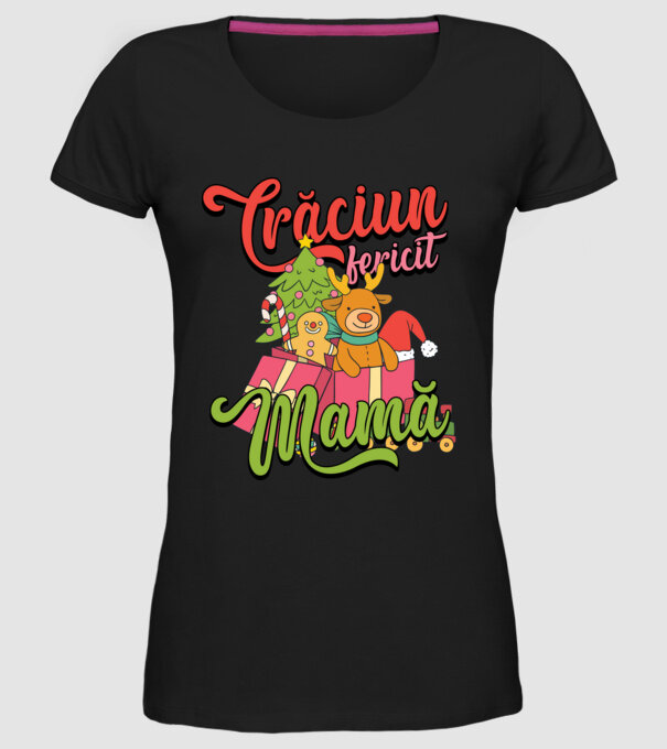 CRĂCIUN FERICIT MAMĂ model negru pe tricou